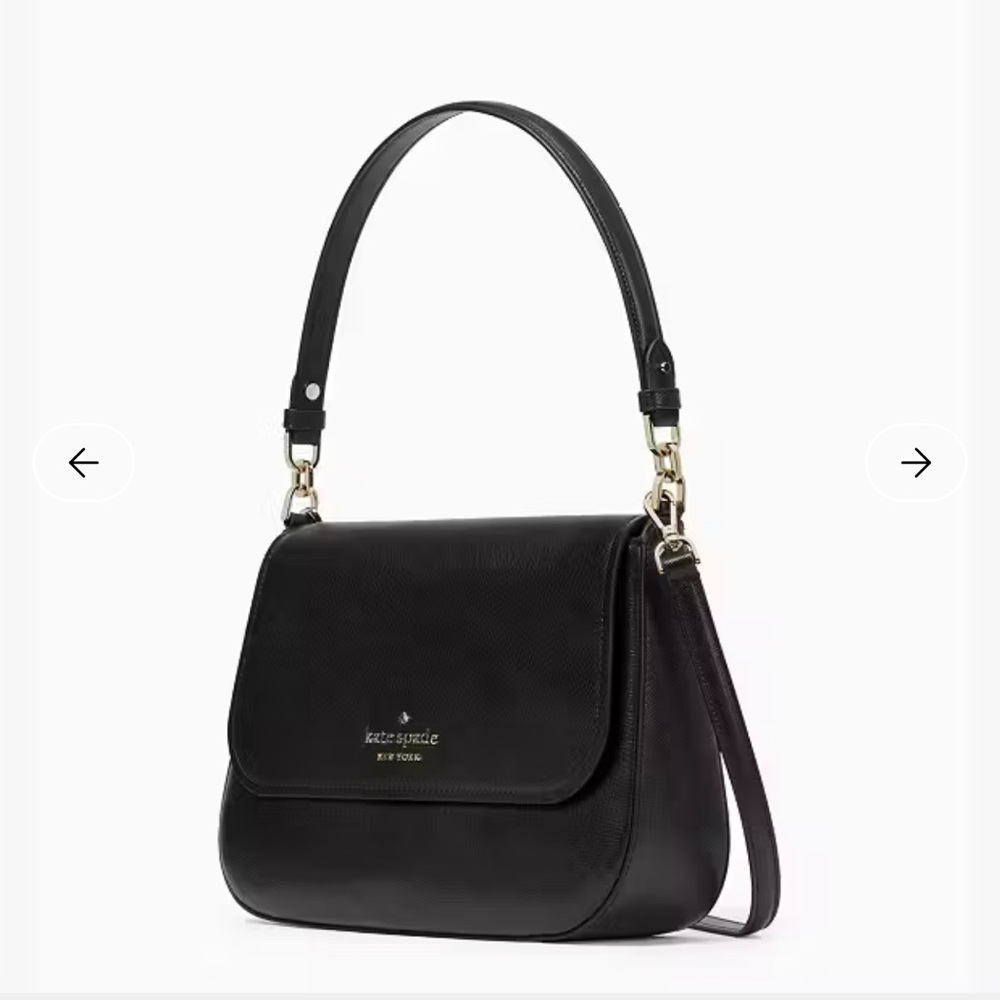 Kate Spade Black Staci Saffiano Leather Flap Shoulder Bag - Picture 5 of 5